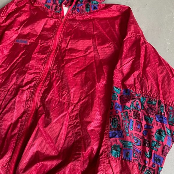 Columbia Jacket Girls‎ 14 16 Windbreaker Hooded Lined 90s Youth - Picture 2 of 10